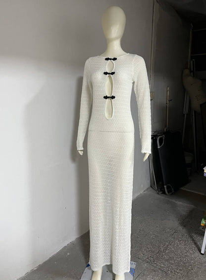 Hollow Out Cutout out Split Dress Beach Cover up Bohemian Dress Long Mopping Backless Fishtail Evening Dress by Ragazza