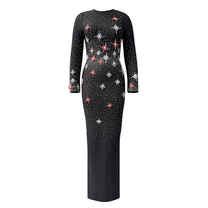 Exquisite Rhinestone Elegant Graceful Long Sleeve Bandage One Piece Dress The Dinner Party Formal Dress by Ragazza