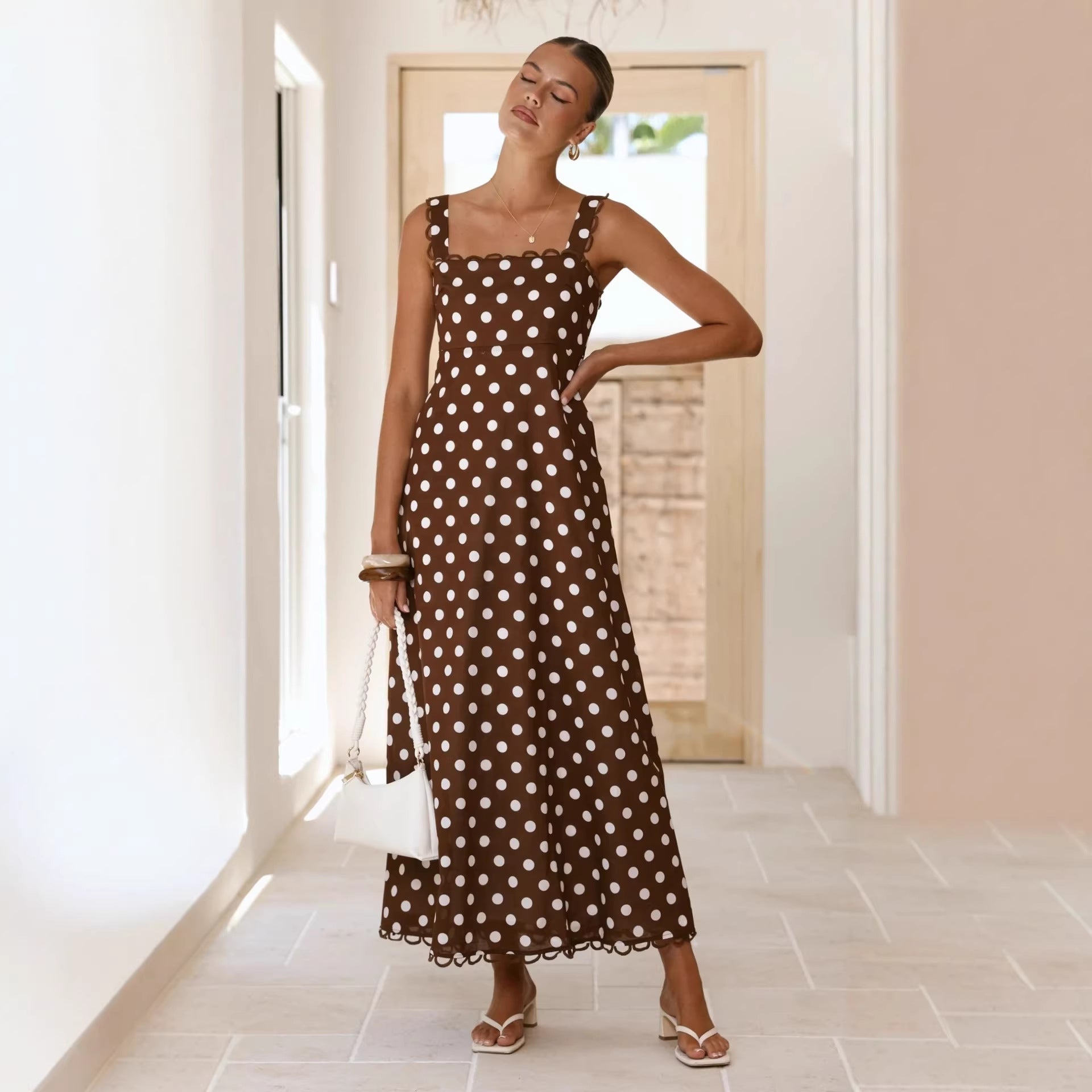 Summer Dress Polka Dot Print French a Hem Lace Dress by Ragazza