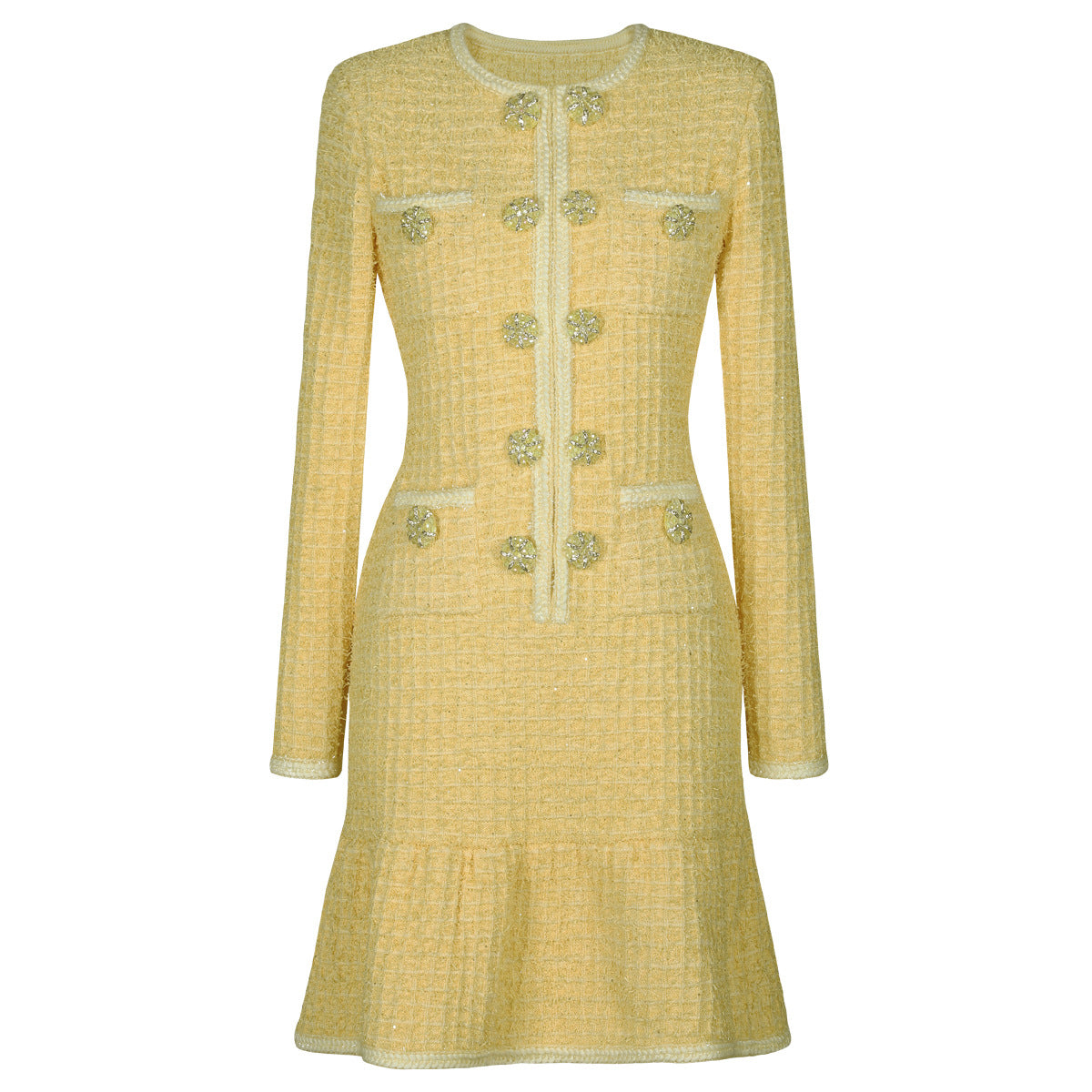 Spring Autumn Fashionable Knitted round Neck Woolen Slim Fit Slimming Long Sleeves Dress Women by Ragazza