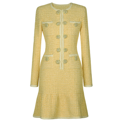Spring Autumn Fashionable Knitted round Neck Woolen Slim Fit Slimming Long Sleeves Dress Women by Ragazza