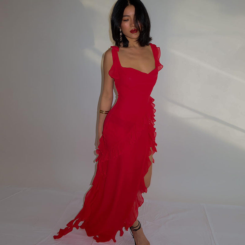 Spring Sexy Slim Fit High Slit Ribbon Sexy Cami Dress for Women by Ragazza