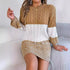 Autumn Winter Casual Color Matching Twist Lantern Sleeve Woolen Dress Women Clothing by Ragazza