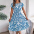 Spring Summer Elegant Floral Short Sleeve Large Hem Pleated Dress Women Clothing by Ragazza