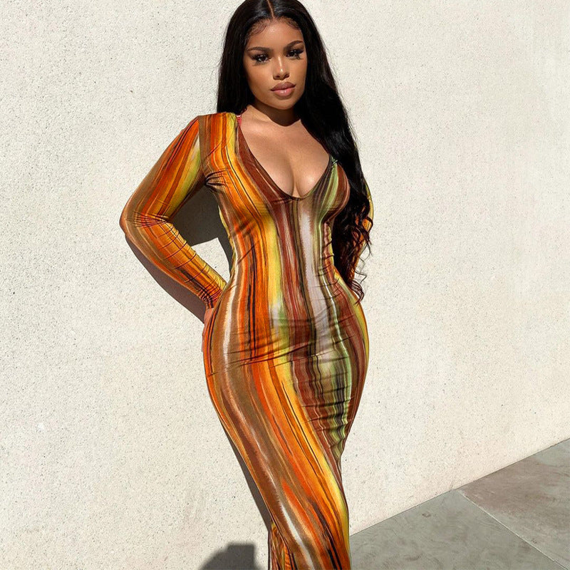 Women Clothing Spring Summer Colorful Tie Dye off Shoulder Tube Top Dress by Ragazza