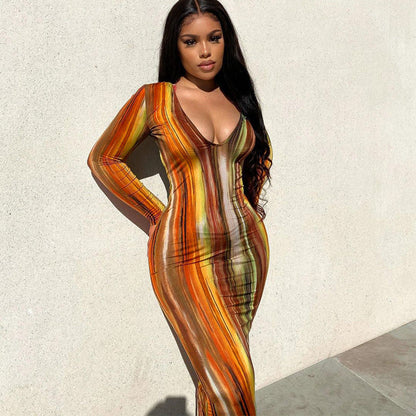 Women Clothing Spring Summer Colorful Tie Dye off Shoulder Tube Top Dress by Ragazza