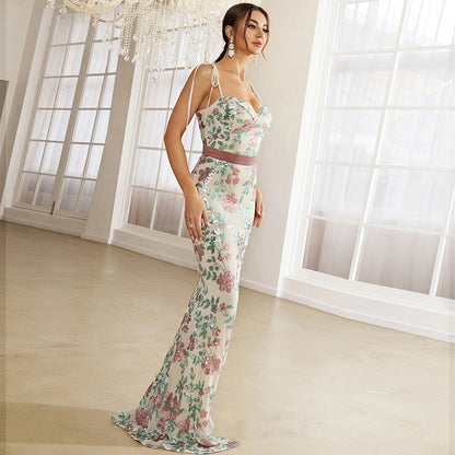 Elegant Boat Neck Sequined Cocktail Sheath Fishtail Bridesmaid Dress Evening Dress Women Dress by Ragazza