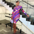Women Clothing Striped Printed Personality Street Hip Dress Crew Neck Long Sleeve Waist Dress by Ragazza