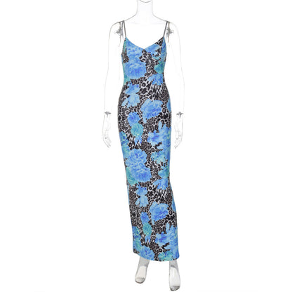 Fall Women Clothing Maxi Dress Street Elegant Slim Print Design Sling Dress Women by Ragazza