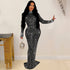 Women Wear Solid Color Mesh Drilling Dress Long by Ragazza