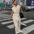 Women Cotton Linen Collar Belt Office Dress Spring Summer Dress by Ragazza
