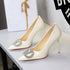 Sexy Party Super High Heel Women Shoes Dignified Rhinestone V Buckle Pointed Toe Shallow Mouth Stiletto Heel Pumps  DestGlow