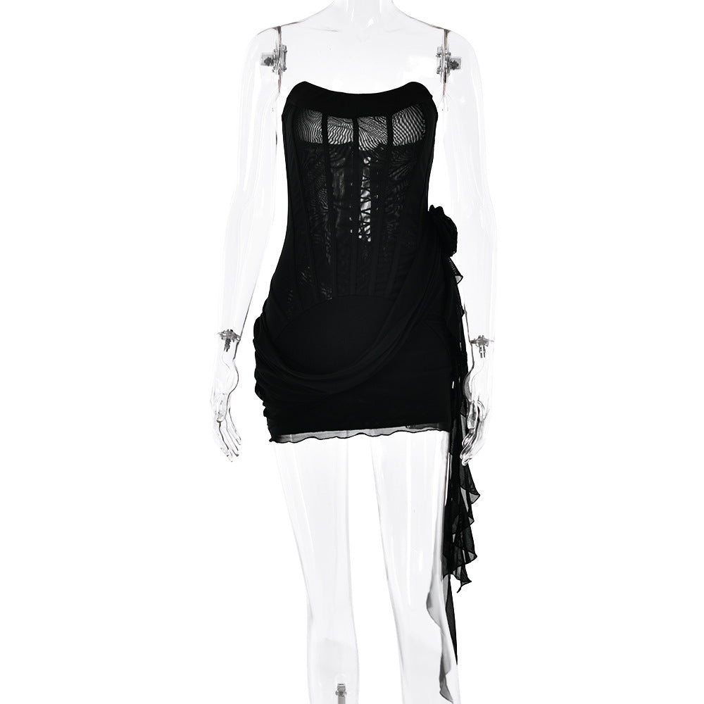 Dress Tube Top See Through Sleeveless Short Sexy Sexy Tight Dress by Ragazza