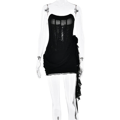 Dress Tube Top See Through Sleeveless Short Sexy Sexy Tight Dress by Ragazza