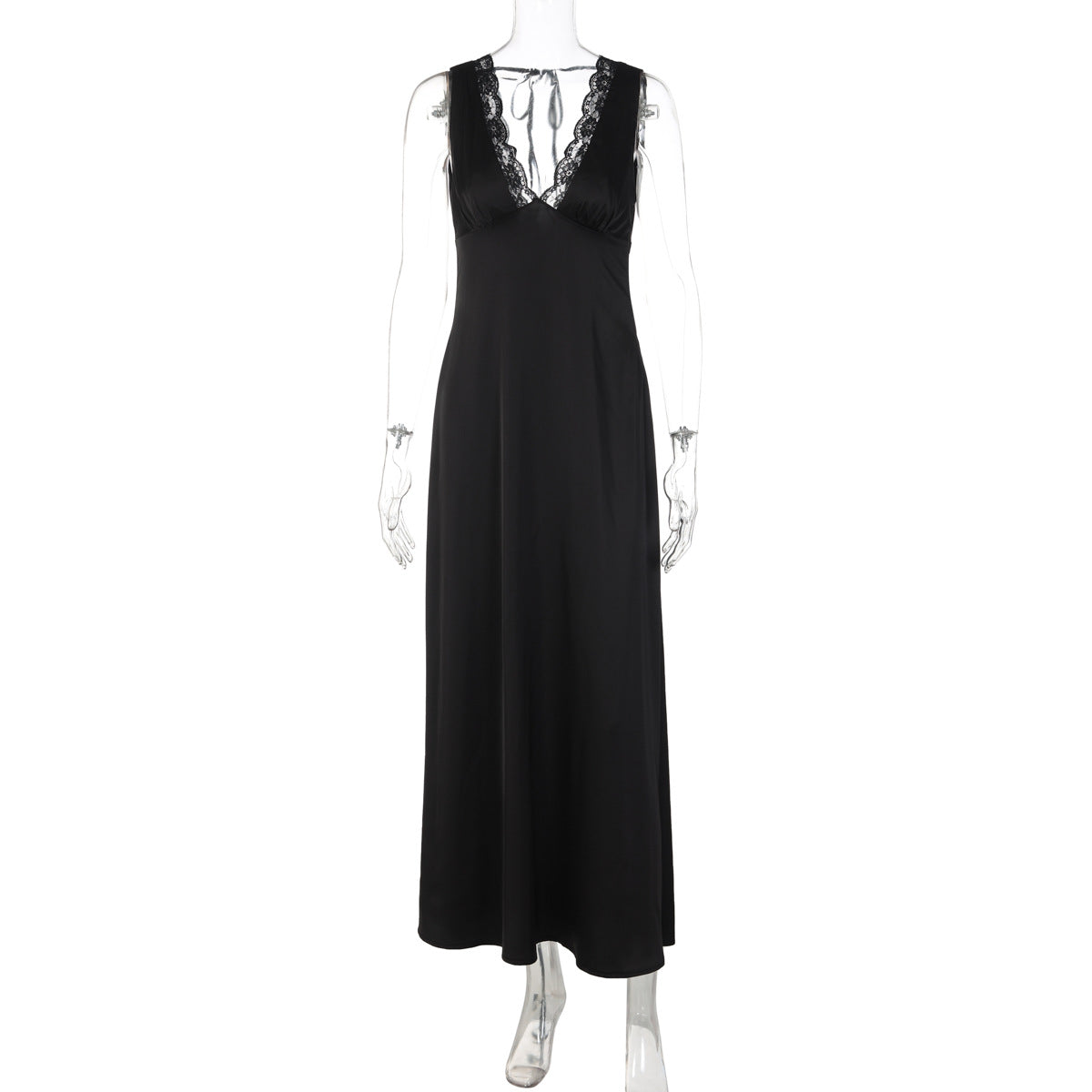 Women Clothing Winter Sexy Lace Deep V Plunge Strap Slim Fit Backless Dress by Ragazza