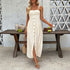 French Vacation Slit Solid Color Smocking Cami Dress  DestGlow