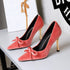 French Metal High Heel Slip on Stilettos Bow Suede Cocktail Goddess Shoes  DestGlow