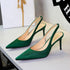 Cocktail Satin High Heels Women Pointed Toe Shallow Mouth Back Empty Back Strap Pumps Bridesmaid Closed Toe Sandals Women  DestGlow