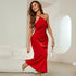 Women Sexy Dress Spring Autumn Evening Dress Satin Strap Maxi Dress by Ragazza
