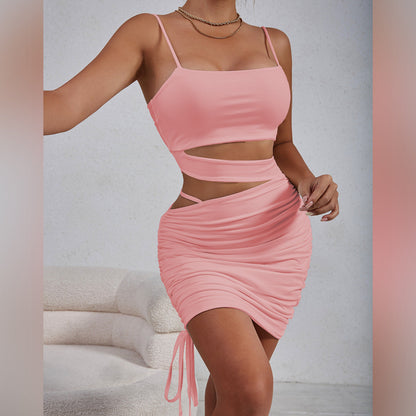 Summer Women Clothes Sexy Hollow Out Cutout out Camisole Pleated Dress by Ragazza