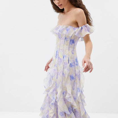 Seaside Vacation Cami Dress Yarn French Ruffled Beach Dress Atmosphere Maxi Dress Elegant by Ragazza