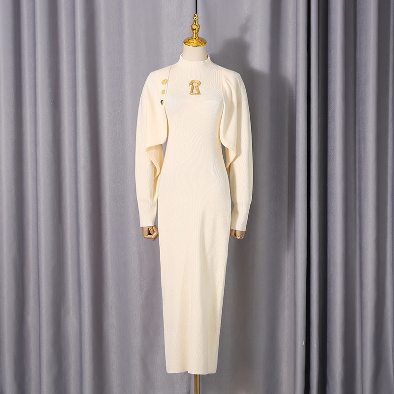 Spring Sexy Wind Waist Slimming Half Turtleneck Pullover Dress Two Piece Sets Women by Ragazza