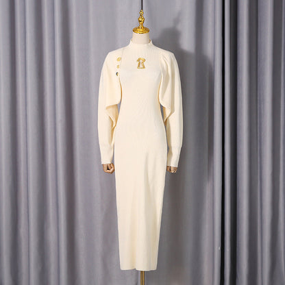 Spring Sexy Wind Waist Slimming Half Turtleneck Pullover Dress Two Piece Sets Women by Ragazza