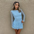 Round Neck Lace Stitching Sexy Sheer Long Sleeve Dress Women Tiered Dress by Ragazza