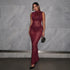 Spring Women Clothing Solid Color Sexy Sheer Mesh High Waist Figure Flattering Sheath Dress by Ragazza