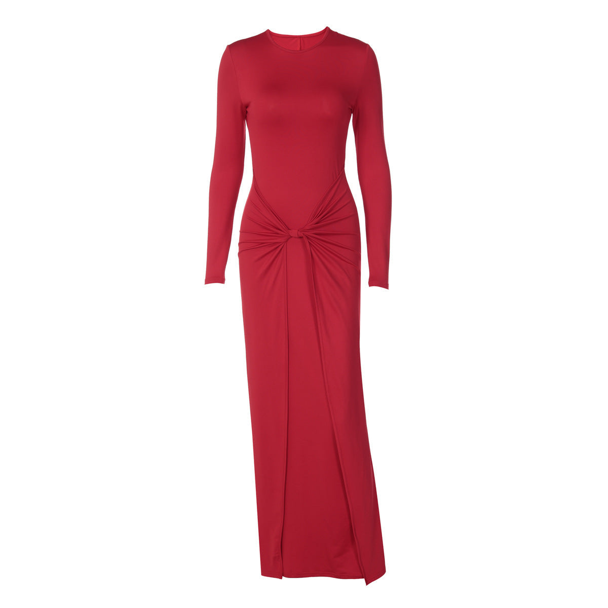 Women Clothing Winter Elegant Slim Twist Fold round Neck Long Sleeved Dress by Ragazza