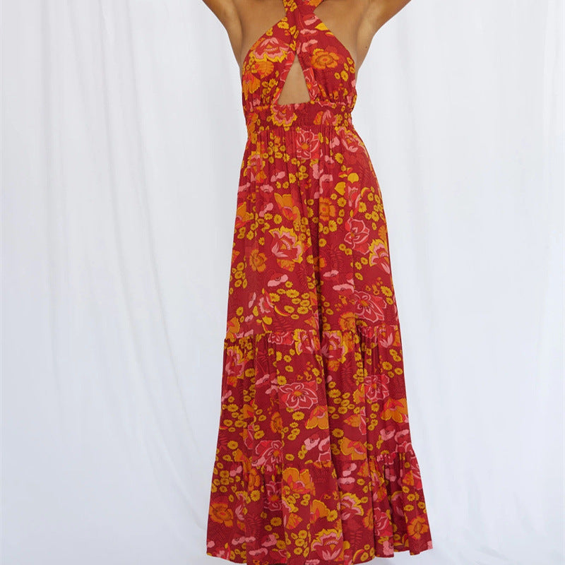 Women Dress Sexy Halter Backless Holiday Jumpsuit Beach Dress by Ragazza
