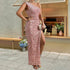Women Clothing Spring Sexy Sequined One Shoulder Sleeveless Split Solid Color Dress by Ragazza