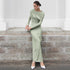 Fall Winter Elegant Long Sleeve Solid Color Knitted Slim Fit Maxi Dress Office Irregular Asymmetric Collar Dress for Women by Ragazza