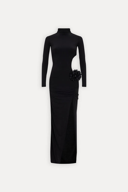 Sexy Women Clothing Hollow Out Cutout out Socialite Private Dress Evening Dress Elegant Three Dimensional Floral Turtleneck Dress by Ragazza