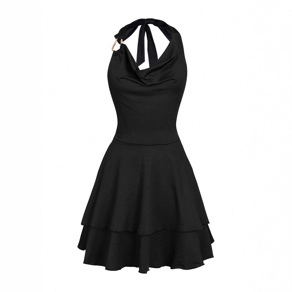Halter Waist Controlled Pleated Sexy Dress Sexy Look Fairer Slimming Slim Women Clothing by Ragazza