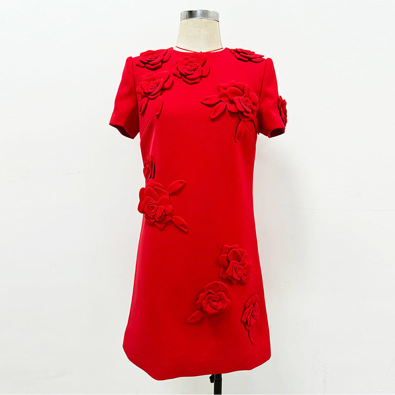 Star Heavy Industry Three Dimensional Floral Short Sleeve Dress Small Dress by Ragazza