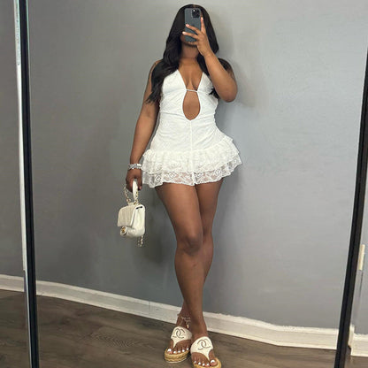 Sexy Women Clothing Dress Autumn Lace up Lace Cake Type Backless Sexy by Ragazza