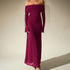 Mesh Silver Square Dress Sexy off Shoulder Flared Long Sleeve Dress Maxi Dress by Ragazza