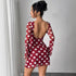Spring Summer Lady Sexy Polka Dot Backless Mesh Flare Sleeve Mini Dress by Ragazza