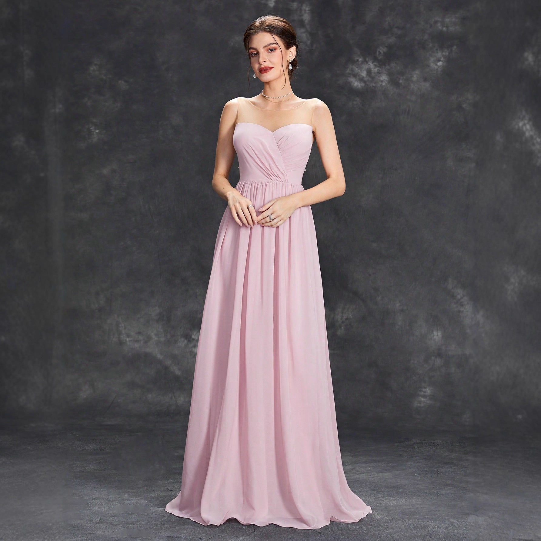 Women off the Shoulder Bridesmaid Dress Summer Chiffon A line Dress Tube Top Dress by Ragazza