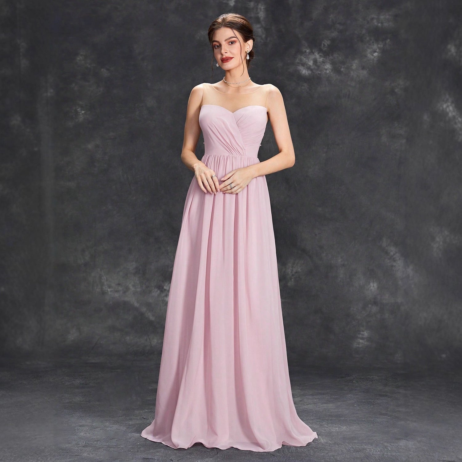 Women off the Shoulder Bridesmaid Dress Summer Chiffon A line Dress Tube Top Dress by Ragazza