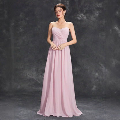 Women off the Shoulder Bridesmaid Dress Summer Chiffon A line Dress Tube Top Dress by Ragazza