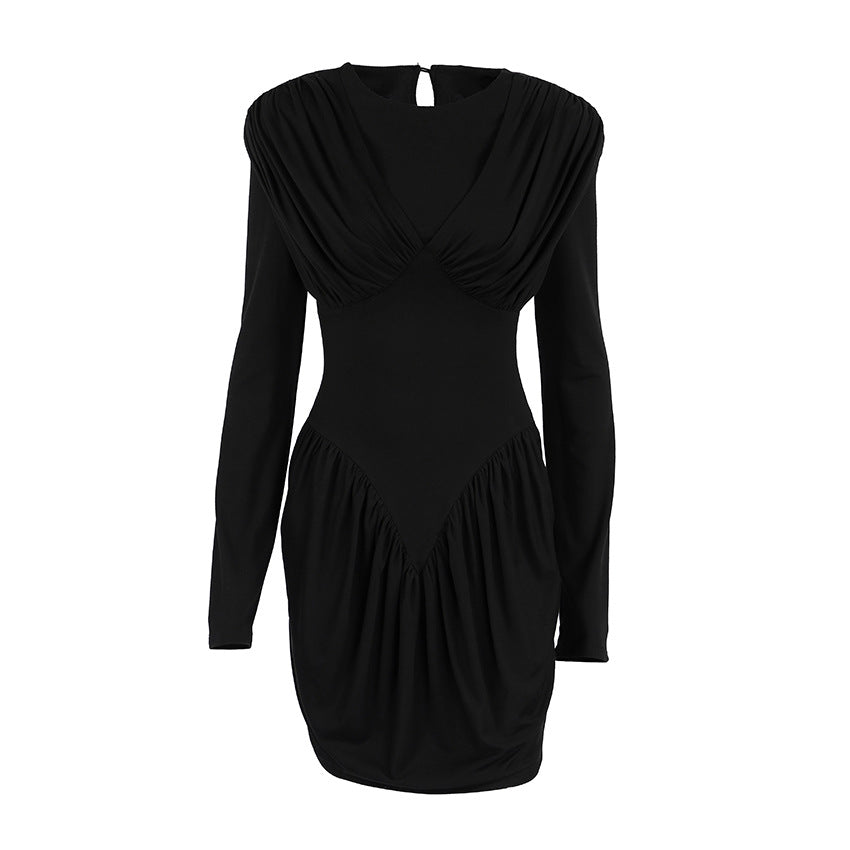 Niche Black Elegant Dress Slim Waist Spring Women Clothing by Ragazza