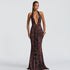 Women Clothing Sexy Deep V Plunge Halter Backless Slim Fit Pleated Dress by Ragazza