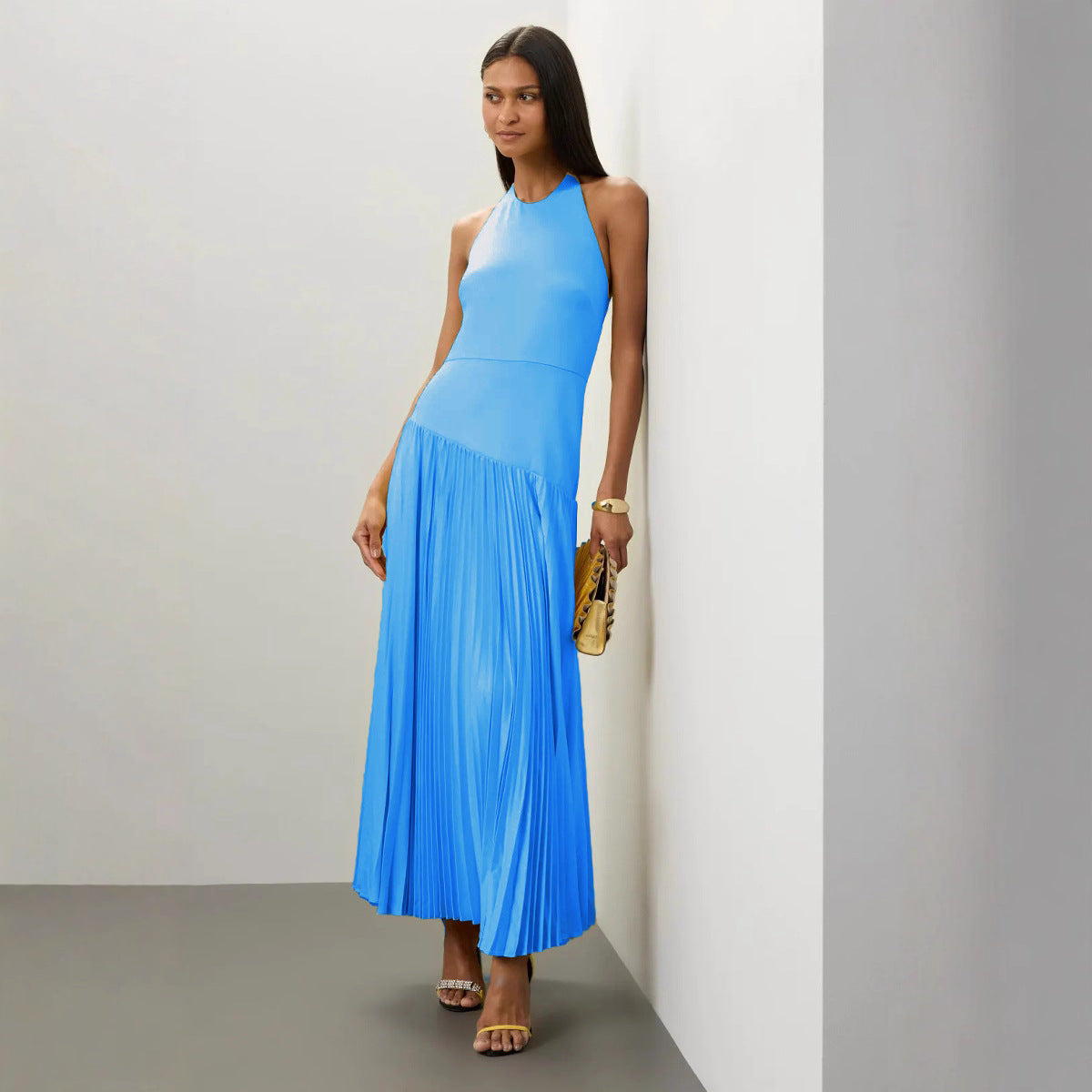 Summer Women Clothing Casual Pleated Cloth Halter Dress by Ragazza