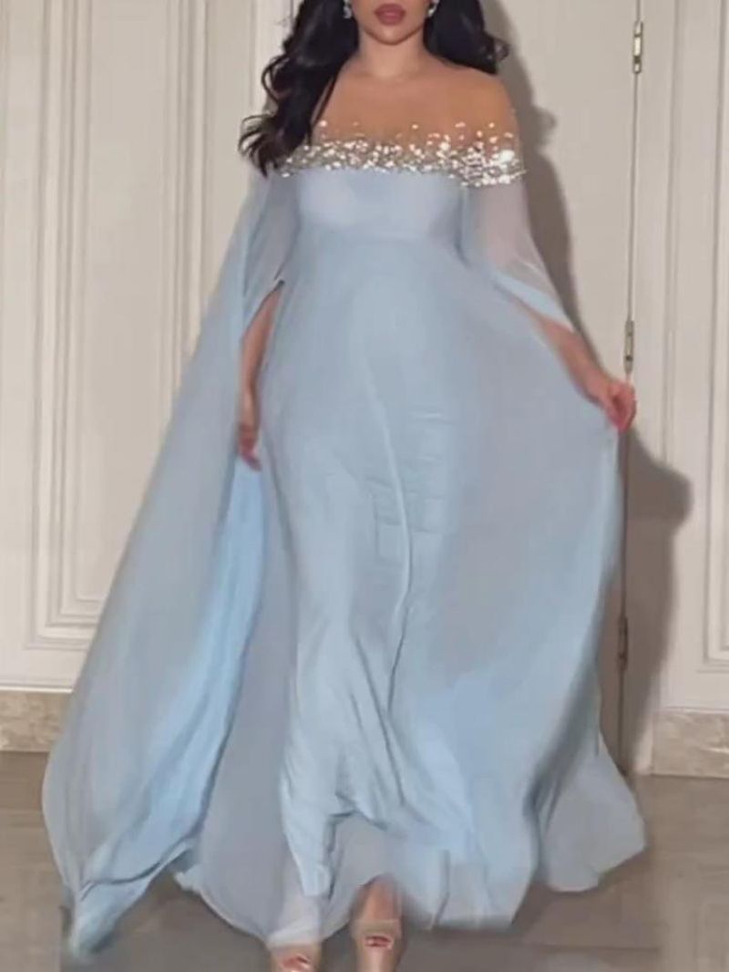 Spring Summer Middle East Sexy High Waist Rhinestone Pearl Chiffon Cocktail Evening Dress by Ragazza