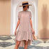 High Waist Solid Color Irregular Asymmetric Loose Pleated Dress Casual Babydoll Dress by Ragazza