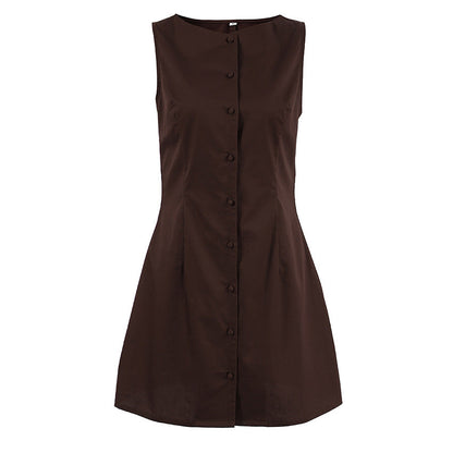 Autumn Cotton Sleeveless Vest Dress High Grade Elegant Slim Fit A line Dress by Ragazza