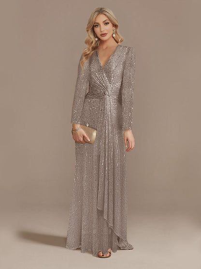 Multi Color Long Sleeve V neck Fishtail Cocktail Evening Dress Women by Ragazza