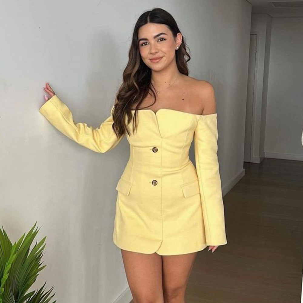 Sexy Tube Top Long Sleeve Dress Backless Slim Fit Hip Dress by Ragazza